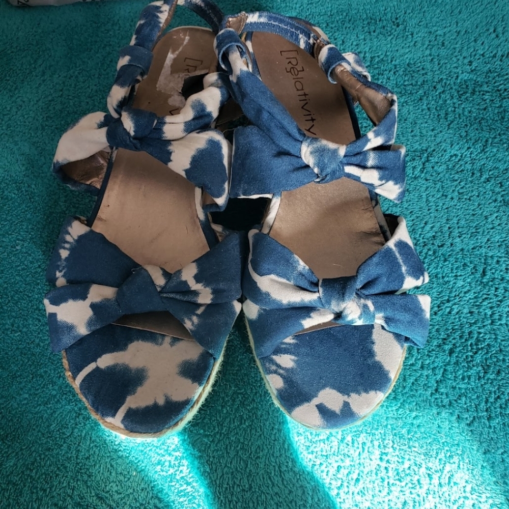 Relativity Blue and White Camouflage Sandals